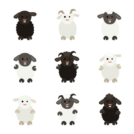 Set of sheep and ram illustration.のイラスト素材