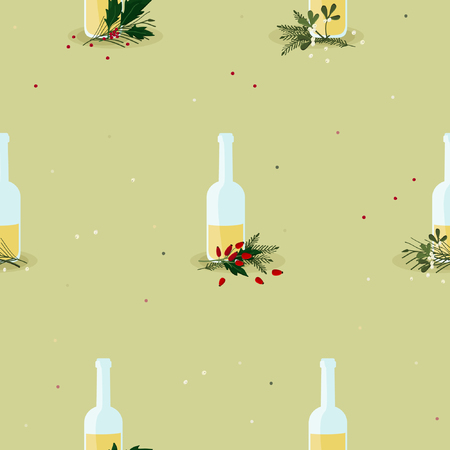 Bottles with Christmas decoration pattern.のイラスト素材