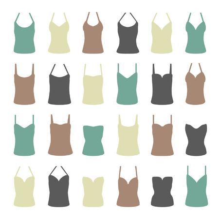 Set of women's tank tops - vector illustrationのイラスト素材