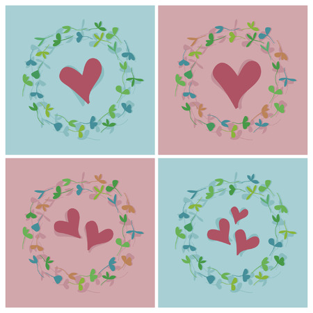 Sprout wreaths and hearts - vector illustrationのイラスト素材