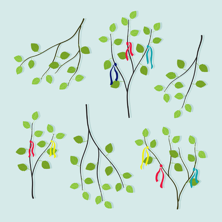 Set of birch branches - vector illustrationのイラスト素材