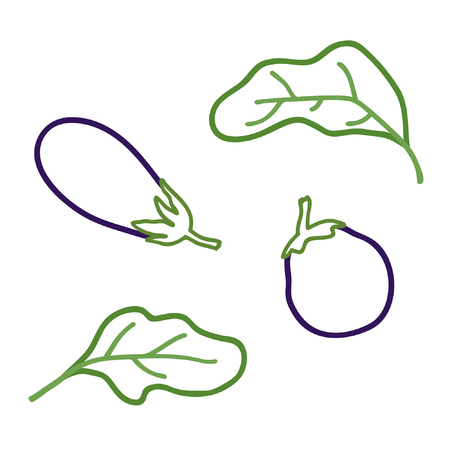 Outline eggplant set - vector illustrationのイラスト素材