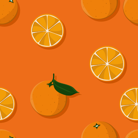 Orange and orange slices - vector backgroundのイラスト素材