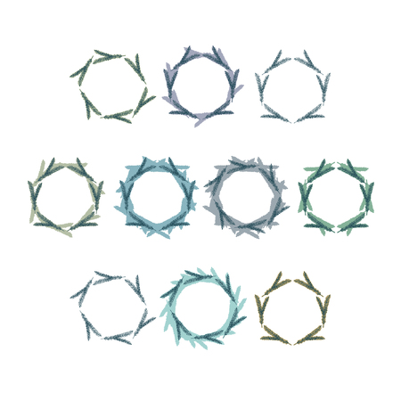 Set of spruce wreaths - vector illustrationのイラスト素材