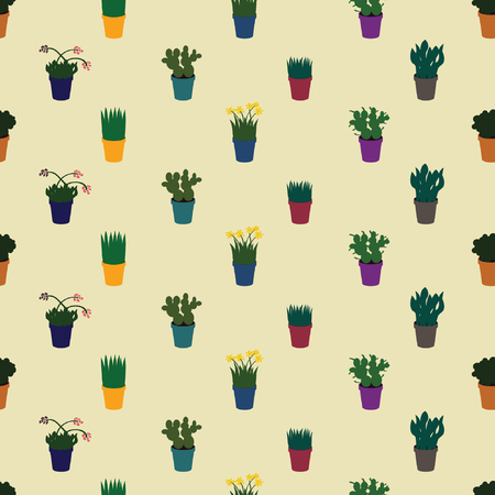 Different indoor plants - vector backgroundのイラスト素材