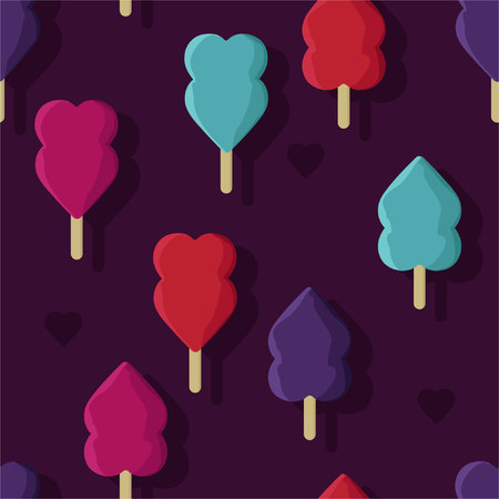 Colorful heart ice pops - vector backgroundのイラスト素材