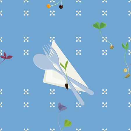 Fork and spoon on the napkin - vector illustrationのイラスト素材