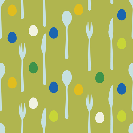 Egg and cutlery silhouettes - vector backgroundのイラスト素材
