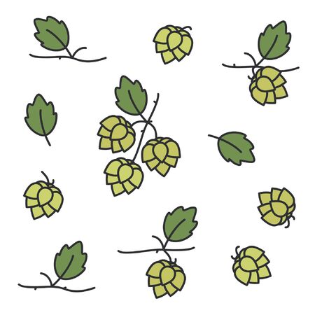 Hop plant set - vector illustrationのイラスト素材