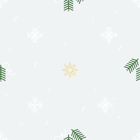 Star, snowflake and fir twig - Christmas theme backgroundのイラスト素材