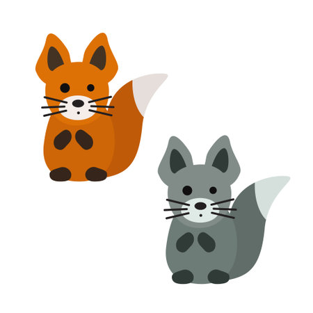 Fox and silver fox - vector illustrationのイラスト素材