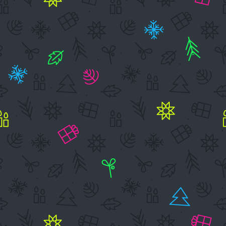 Outline Christmas symbols - vector backgroundのイラスト素材
