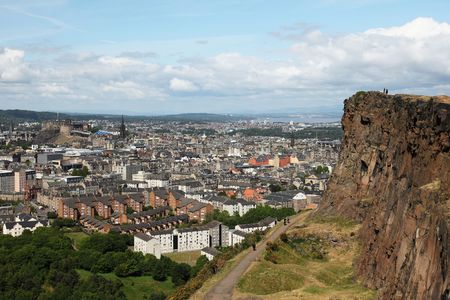 view of edinburgh from salisbury's cragの写真素材