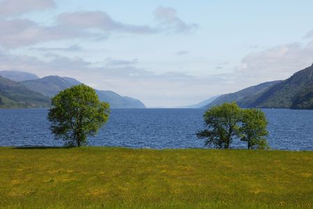 View on the Loch Ness from Fort Augustusの写真素材