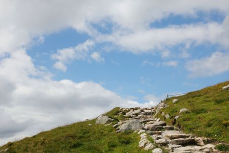 stairs on a scottish mountainの写真素材