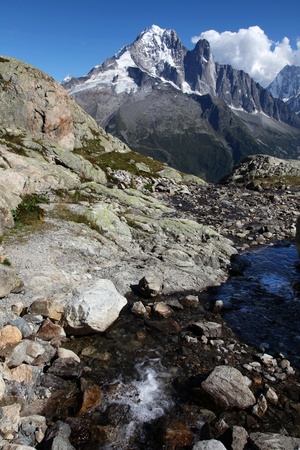 The alps from the White Lake near Chamonix Mont Blanc の写真素材