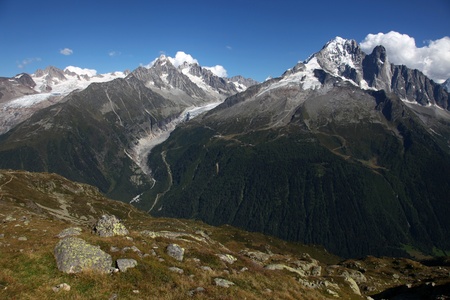 The alps from the White Lake near Chamonix Mont Blanc の写真素材