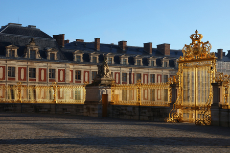 Versailles castle, France. Detailed view of the Golden Gate to palace, the Royal residence near Paris.のeditorial素材