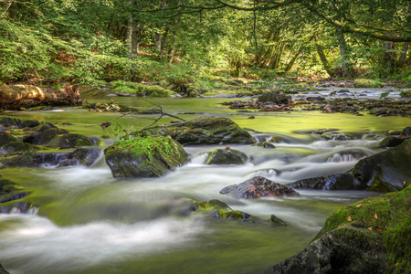 The Lesse in South Belgium, Wallonia, in the Ardennes.の写真素材