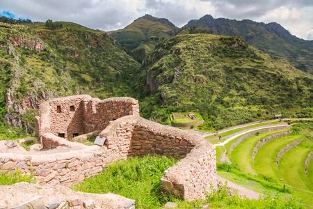 Puca Pucara, ruins of ancient Inca fortress in Cusco, Peruの写真素材