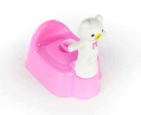 Baby toilet bowl great for teaching them how to learning defecation isolated on whiteの写真素材