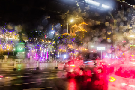 Urban rainy nightの写真素材
