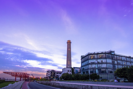 Buildings with twilight in the sky