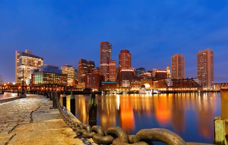 Boston Financial District at Sunrise, Boston, Massachusetts, USAの写真素材