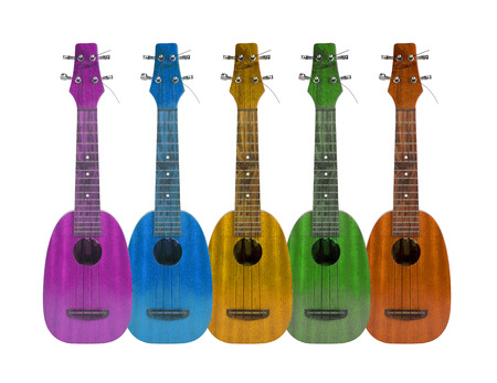 Ukulele music instrument on the white backgroundの写真素材