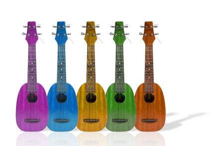 Ukulele music instrument on the white backgroundの写真素材