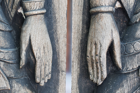 Gate wooden bolt Thai style hand.