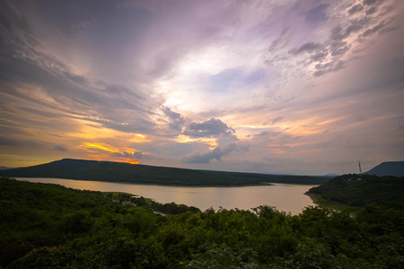 Motion blur, Twilight on the sunset.の写真素材