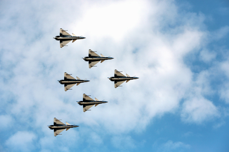 Nakhonratchasima, THAILAND November 27, 2015 : F16 Gripen and August 1st Aerobatic team pilots"  Thailand-China 40th years relationship.のeditorial素材