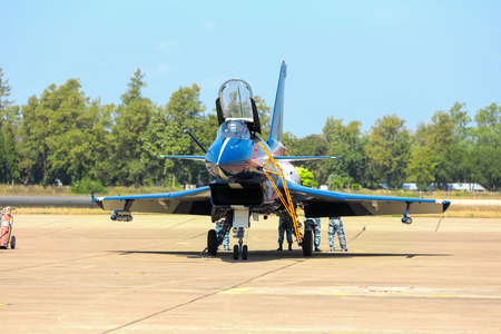 Nakhonratchasima, THAILAND November 27, 2015 : F16 Gripen and August 1st Aerobatic team engaged in...
