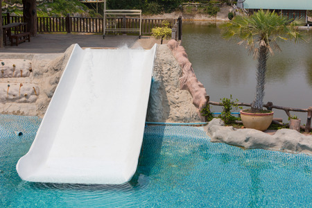 Water slider in the swimming pool.のeditorial素材