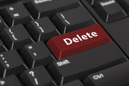 Keyboard with the word Delete on red button.の写真素材