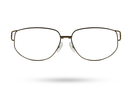 Silver glasses style  isolated white background.の写真素材