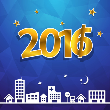 Night in the city 2016, Polygon night design, Vector illustrator.のイラスト素材