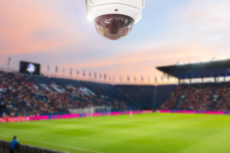 CCTV stadium football  twilight background.