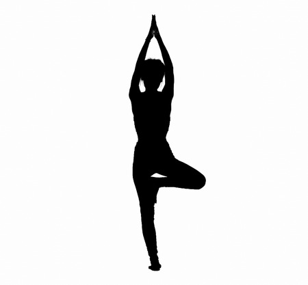 Meditating of yoga isolated on white background.の写真素材