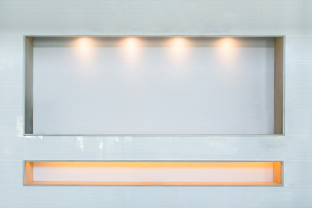 Modern white wall decorate in empty room.の写真素材