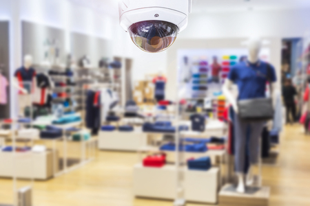 CCTV security camera shopping mall on blurry background.の写真素材