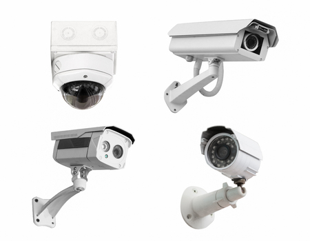 CCTV security cameras isolated white background. with clipping path