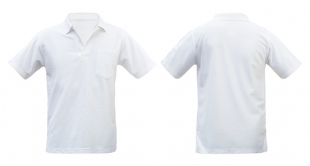 White T-shirts front and back isolated white background. with clipping pathの写真素材