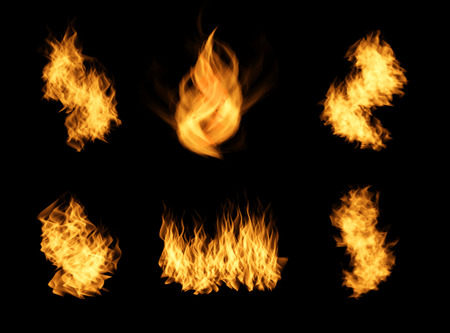 Realistic orange fire flames set.の写真素材
