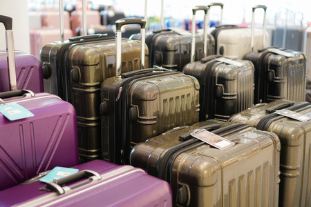 Luggage a lot of large suitcases rucksacks and travel bag.の写真素材