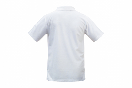 White T-shirts back isolated white background. with clipping pathの写真素材