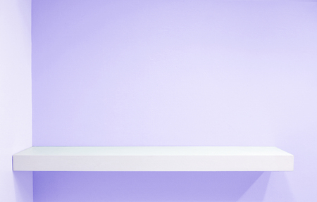Retail shelf on purple vintage background. fill objects.の写真素材