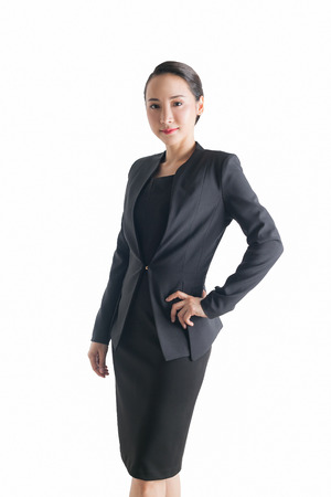 Young business woman isolated on white. Occupation, career, job concept.の写真素材