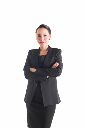 Young business woman isolated on white. Occupation, career, job concept.の写真素材
